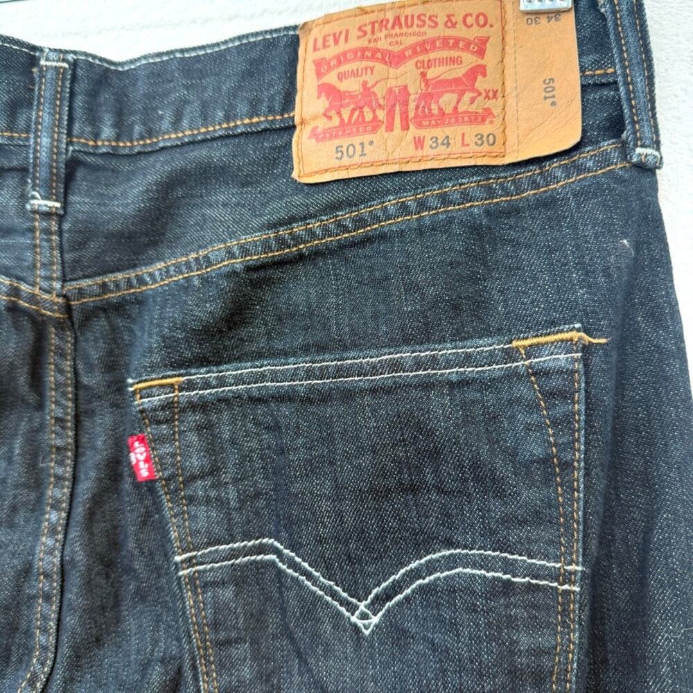 Levi’s 501 Button Fly Jeans W34 L30 Dark Wash Straight Leg Denim Men’s‎